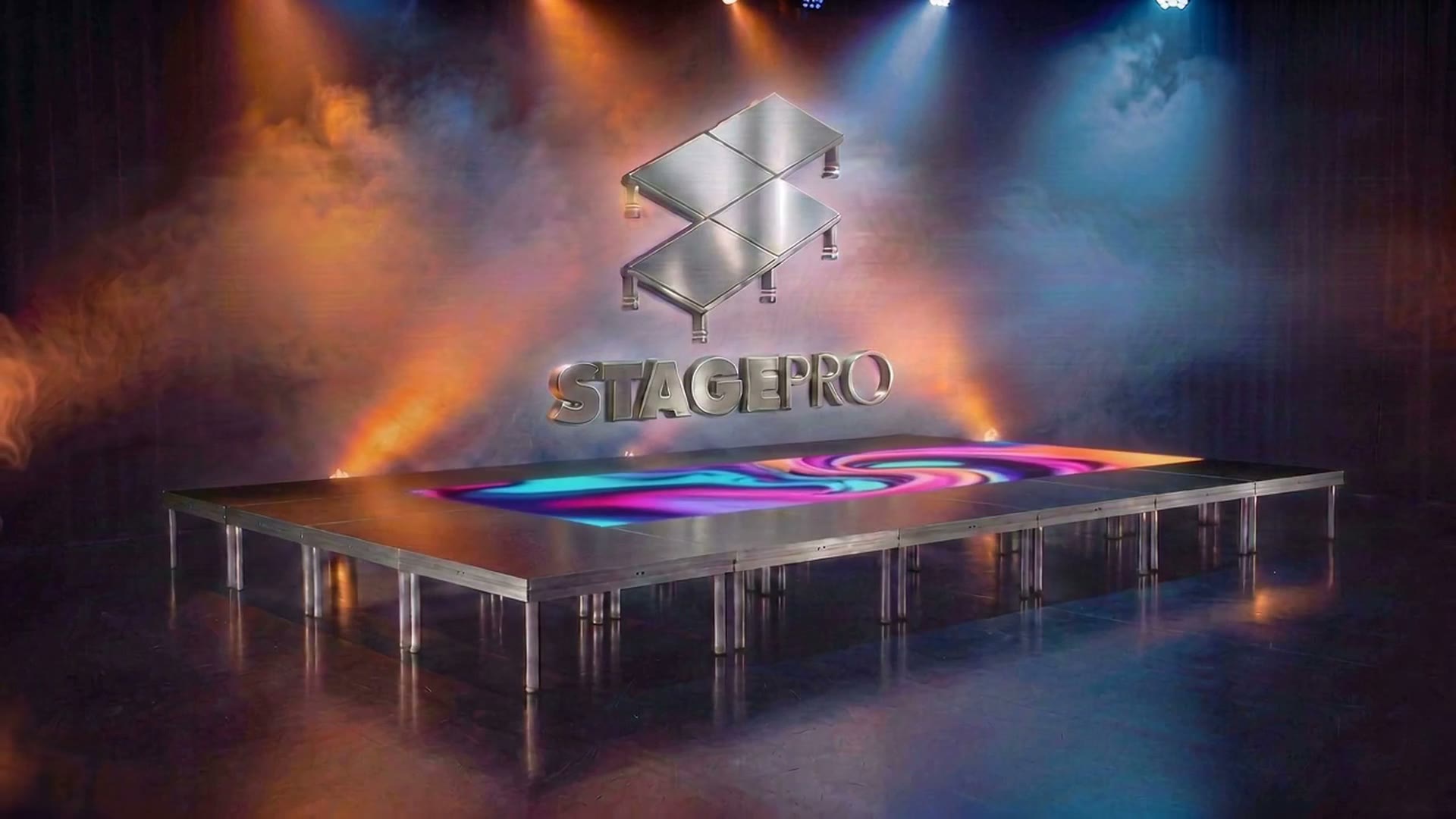 Escenario a medida con LED al ras Stage Pro — serie de estudio